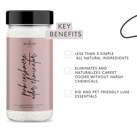 Pink Cashmere Luxury Carpet Deodorizer – Pink Apple, Vanilla Amber Odor Eliminator for Rugs & Upholstery