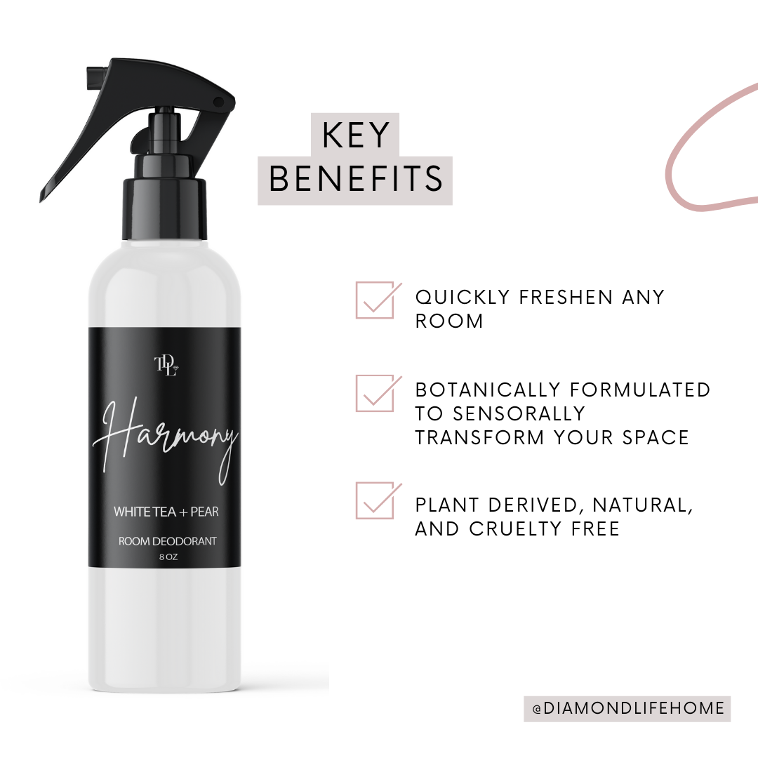 The Diamond Life Home "Noir Luxe" Sea Salt, Ozone, & Black Plum Carpet Powder & Upholstery Freshener With Room Deodorizer, Air/Fabric/Linen Mist