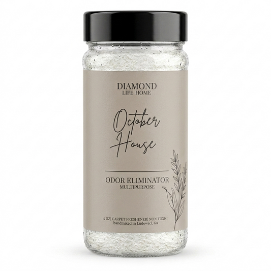 Diamond Life Home "October House" Carpet Deodorizer Powder Odor Eliminator, Cinnamon Bark & Clove Bud & Warm Woods, 15 OZ
