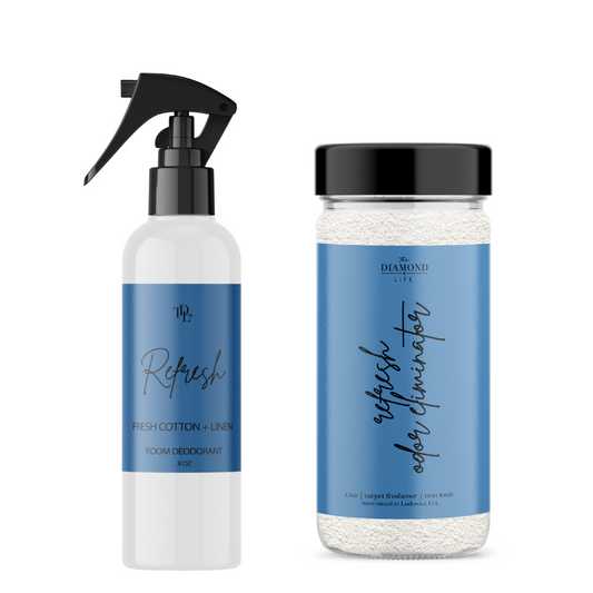 The Diamond Life Home REFRESH Bundle – Country Potpourri Carpet Powder & Upholstery Freshener with Room Spray Deodorizer