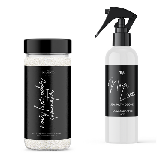 The Diamond Life Home "Noir Luxe" Sea Salt, Ozone, & Black Plum Carpet Powder & Upholstery Freshener With Room Deodorizer, Air/Fabric/Linen Mist